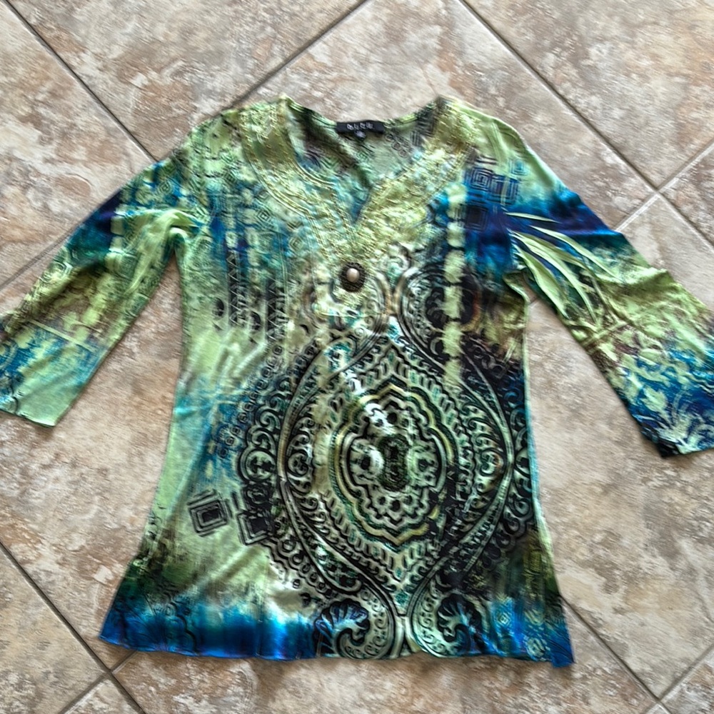 SALE 🎈🎈Alia Green and Blue Patterned Top